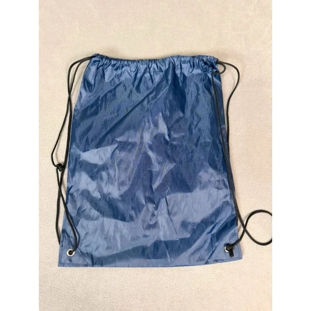 Baseballism Silhouette Baseball Player Flag Navy Blue Nylon Drawstring Backpack